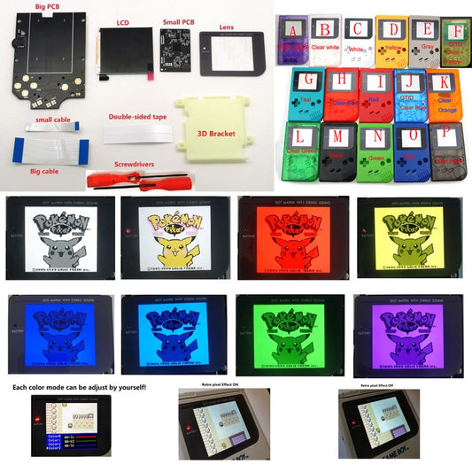 DIY Larger size Super OSD RIPS LCD High definition iPS Backlight Kit For GameBoy DMG GB Console DMG IPS LCD Display with Color