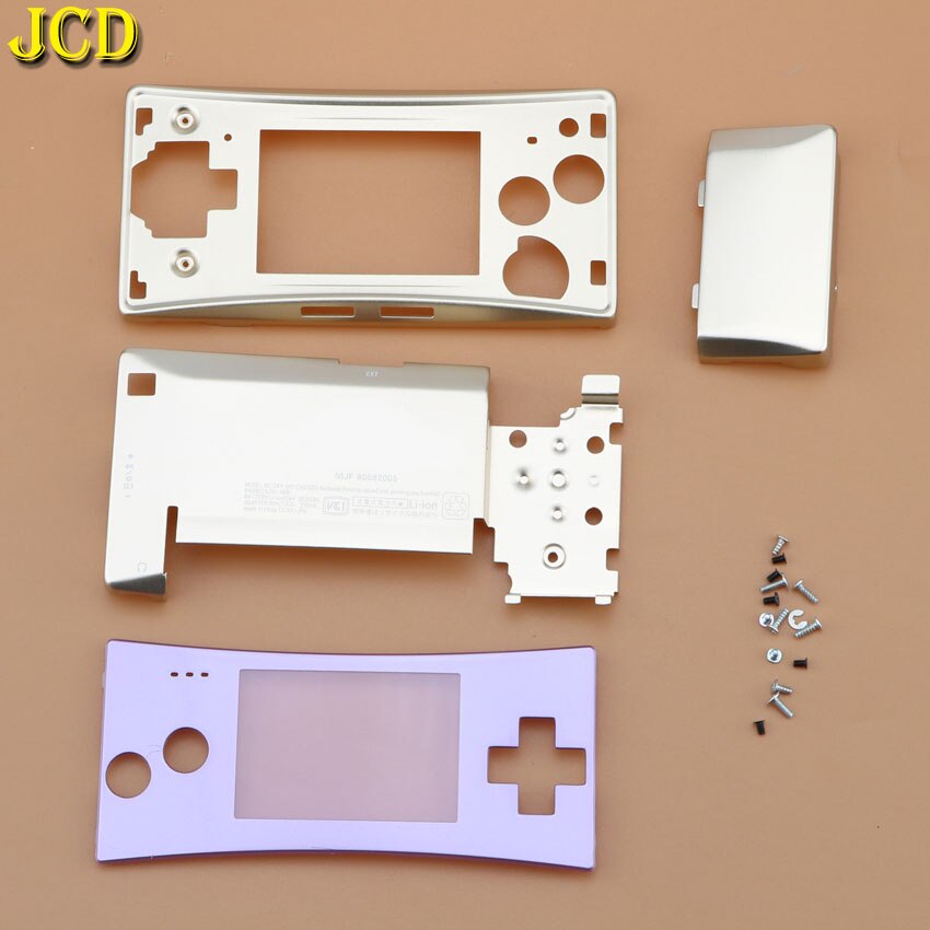 JCD 4 in 1 Metal Housing Shell Case for Nintend GameBoy Micro GBM Front Back Cover Faceplate Battery Holder w/ Screw