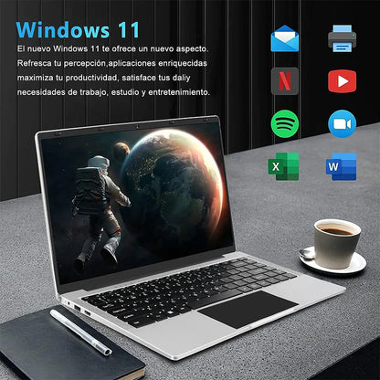 WOZIFAN Laptop 14" Windows 11 6GB RAM 128GB SSD Support 1TB SSD Expansion Laptop 2.4G+5G WiFi BT4.2 USB HDMI 1920x1080FHD Silver