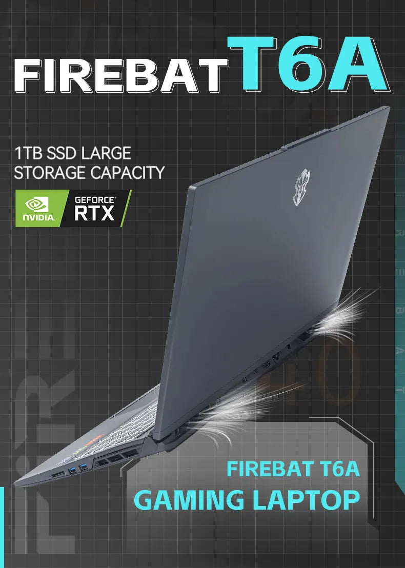 FIREBAT T6A 16 Inch Intel i7-12650H RTX 4060 DDR4 32G RAM M.2 1TB SSD 165Hz 2.5K Wifi6 BT5.1 Gaming Gamer Notebook Laptop