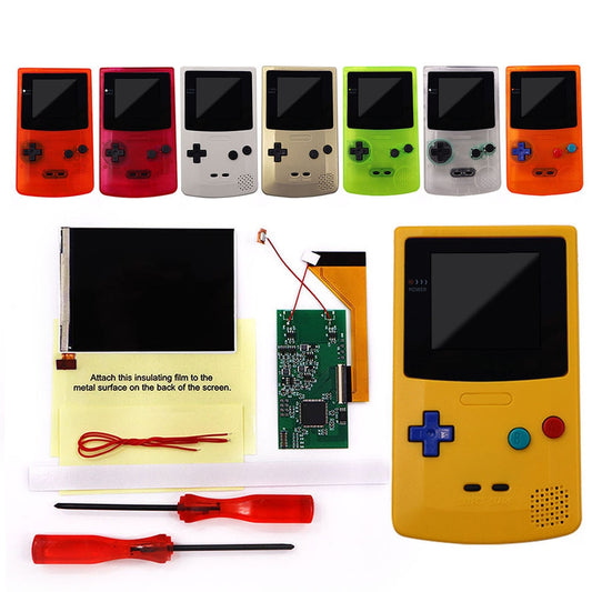 Full Screen Display GBC IPS LCD Backlight  for Gameboy Color LCD screen color model adjustment With Pre-cut Shell  housing