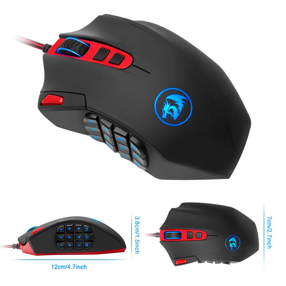 Redragon USB Gaming Mouse 16400 DPI 19 buttons ergonomic design for desktop computer accessories programmable  gamer lol PC