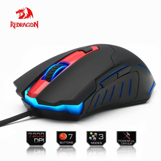 Redragon Gaming Mouse PC 7200DPI 6 programmable buttons ergonomic design high-speed USB Wired for Desktop mouse