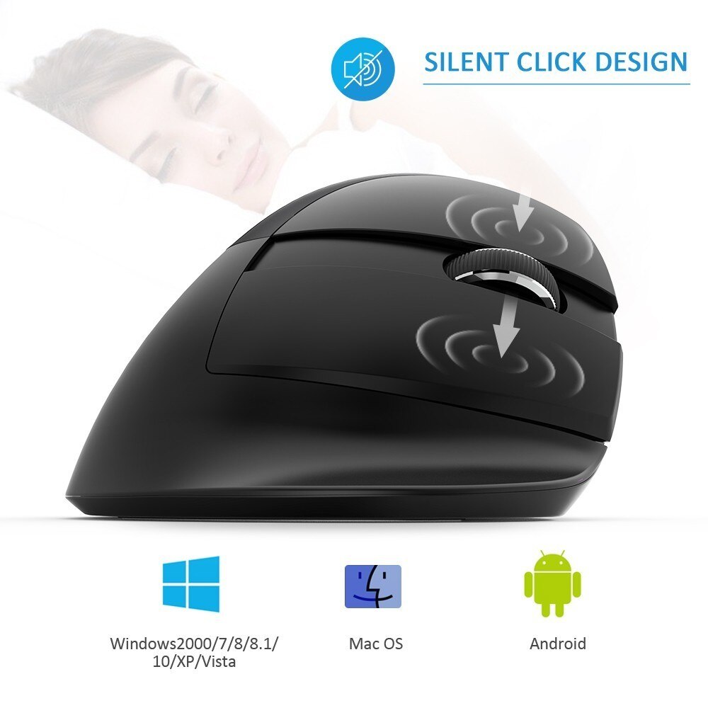 Delux M618 Mini Bluetooth 4.0+2.4GHz Dual mode Wireless Mouse Ergonomic Rechargeable Silent click Vertical Mice For Computer