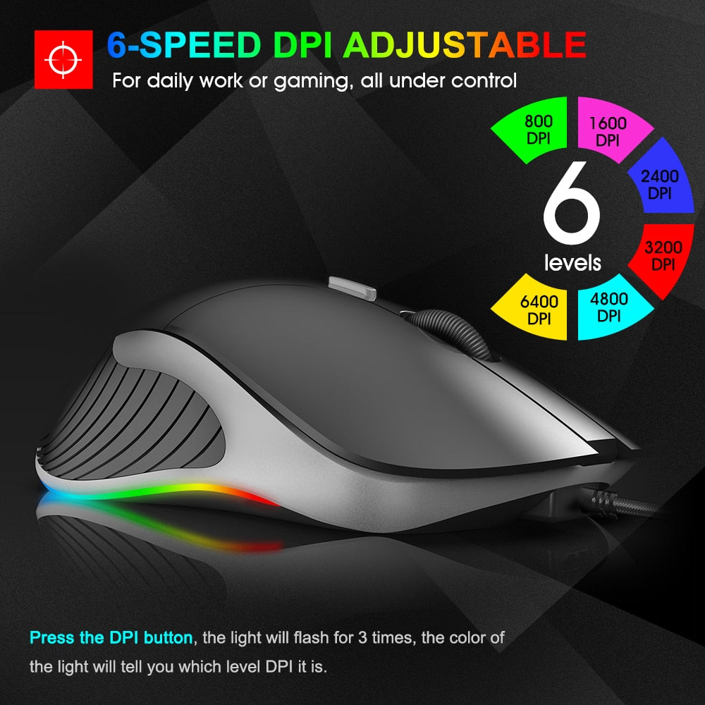 imice X6 High configuration USB Wired Gaming Mouse Computer Gamer 6400 DPI Optical Mice for Laptop PC Game Mouse