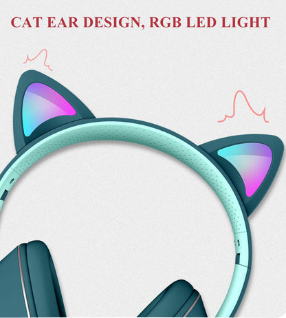 AKZ-022 RGB Luminous Cat Ear Headset Wired Headset Gaming Computer Learning Headset