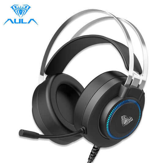 AULA S601 Wired Gaming Headset Bass Stereo Earphones RGB Light Game Headphones Noise Cancelling with Mic for Desktop Computer PC