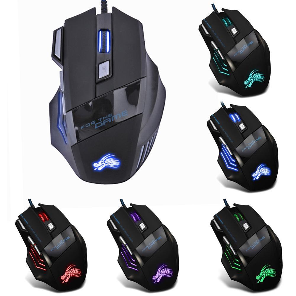 5500DPI 7 Buttons 7 Colors LED Backlight Optical USB Wired Mouse Gamer Mice Laptop PC Computer Mouse Gaming Mouse for Pro Gamer