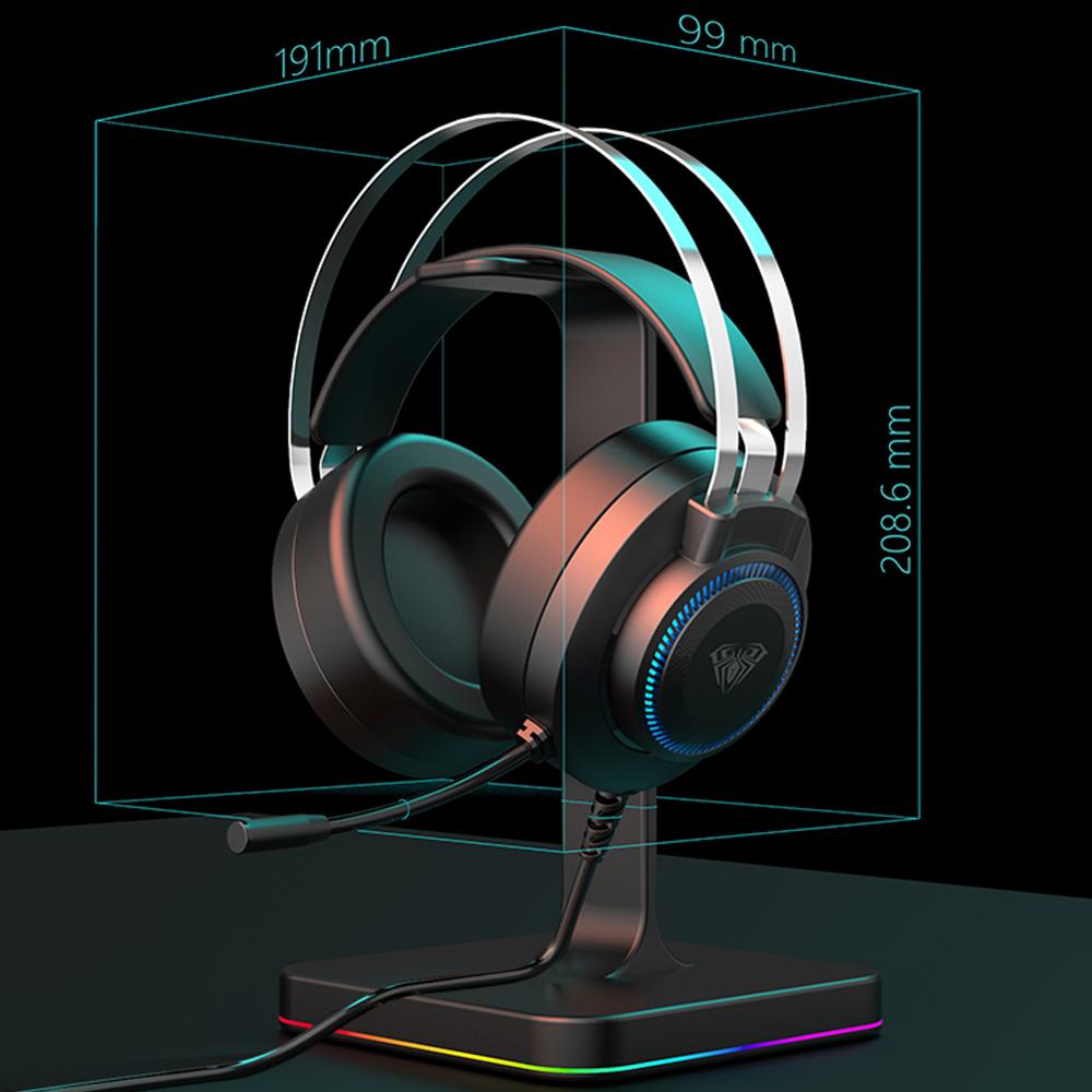 AULA S601 Wired Gaming Headset Bass Stereo Earphones RGB Light Game Headphones Noise Cancelling with Mic for Desktop Computer PC