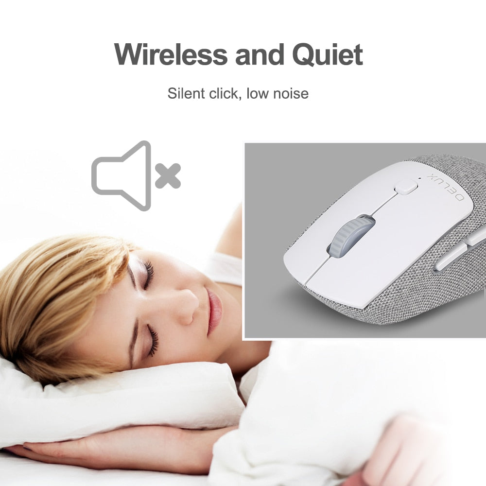 Delux M520DB Silent Wireless Mouse BT 5.0 3.0 + 2.4Ghz Multi mode mini Mice with Replaceable textile cover For Computer