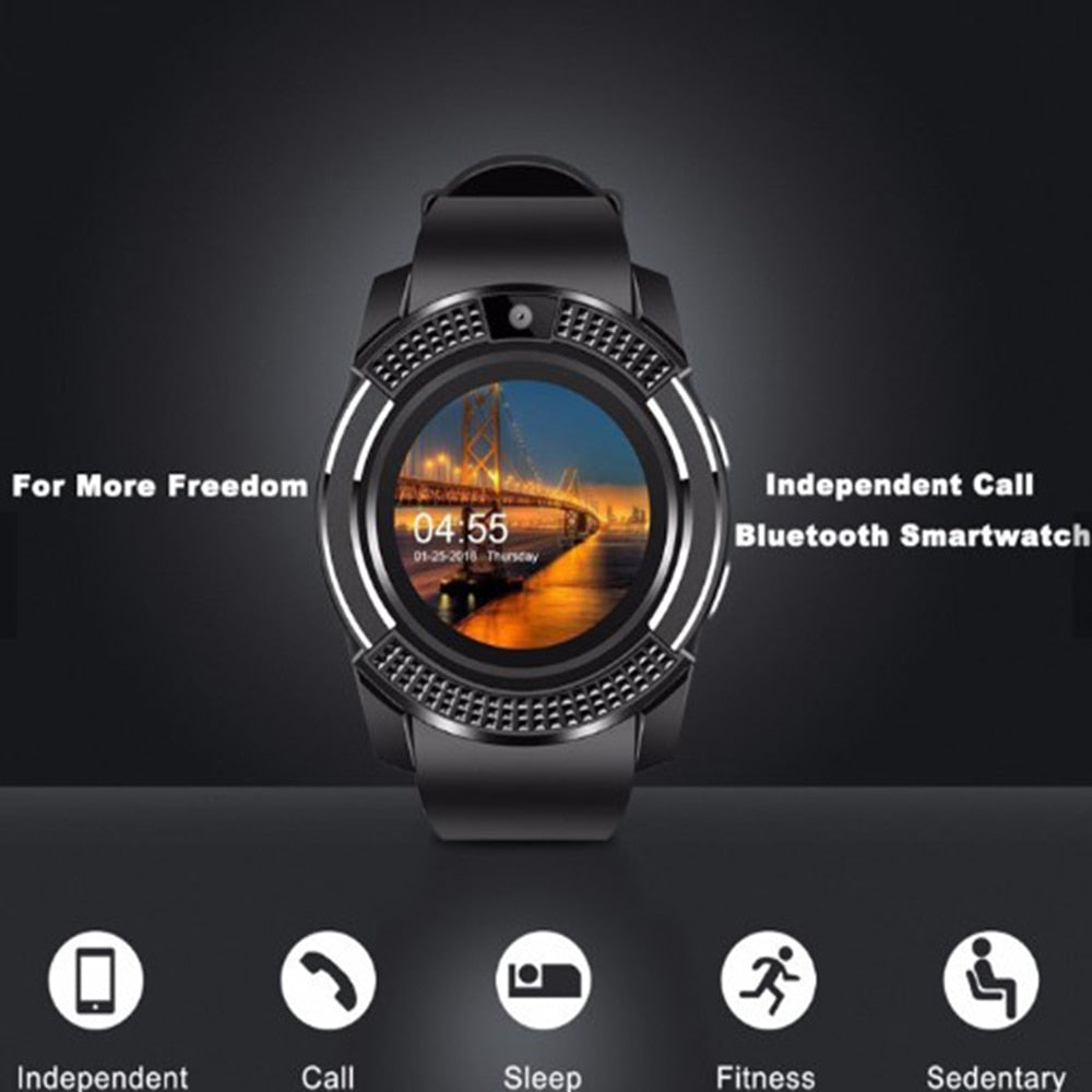 V8 Smart Watch Bluetooth Call Fitness Blood Pressure Monitor Support TF SIM Card Bracelet Men Woman Sports Waterproof Smartwatch