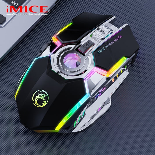 RGB Wireless Mouse Gaming Mouse Gamer Computer Mouse Silent Rechargeable USB Mause 7 Keys LED Backlit Mice For PC Laptop Game