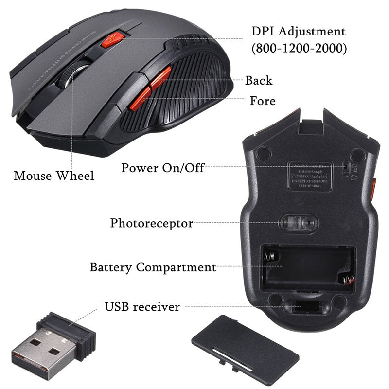 2.4GHz Wireless Optical Mouse Gamer New Game Wireless Mice with USB Receiver Mause for PC Gaming Laptops