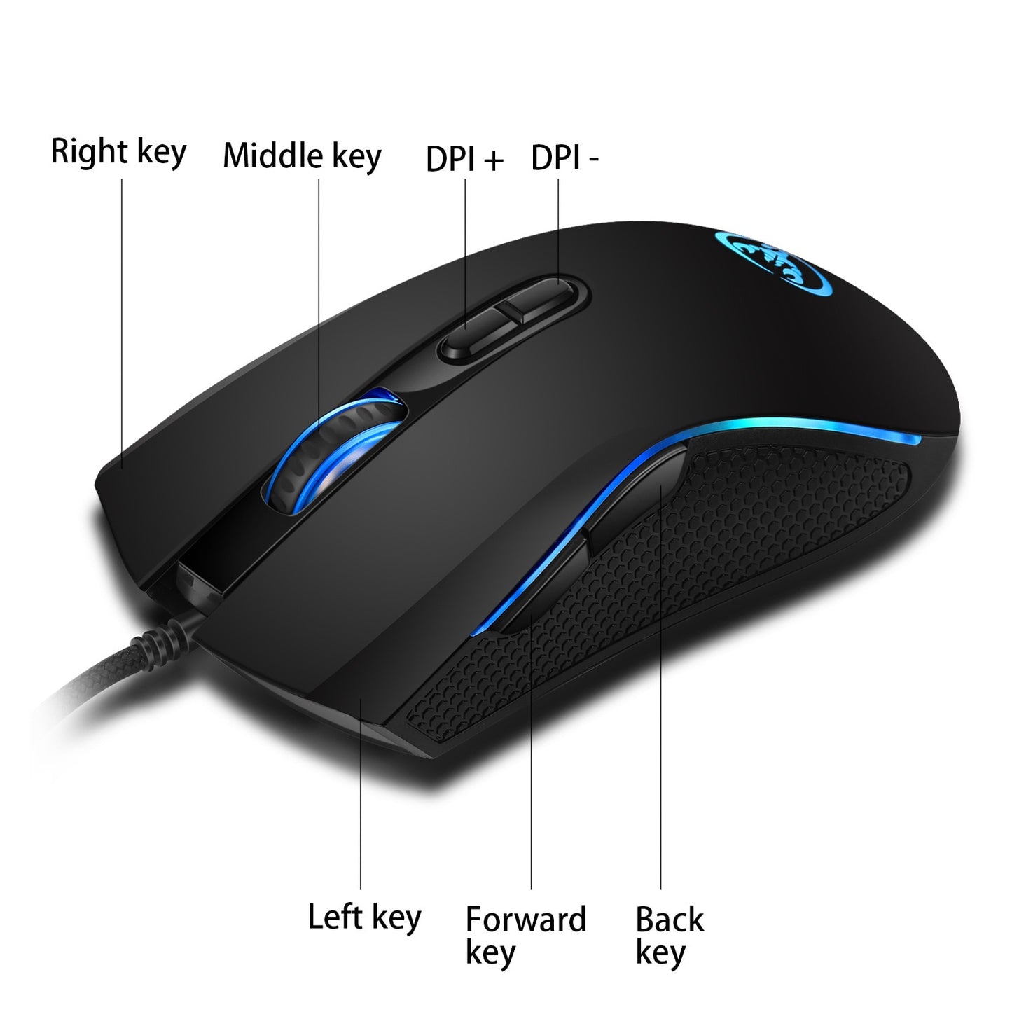 Hongsund brand High-end optical professional gaming mouse with 7 bright colors LED backlit and ergonomics design For LOL CS