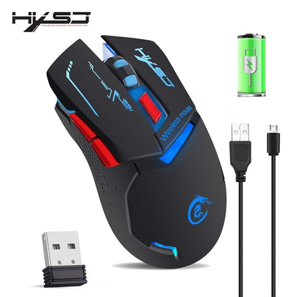 HXSJ M10 Wireless Gaming Mouse 2400DPI Rechargeable 7 Colors Backlight Breathing Comfort Gamer Mice For Computer Desktop Laptop