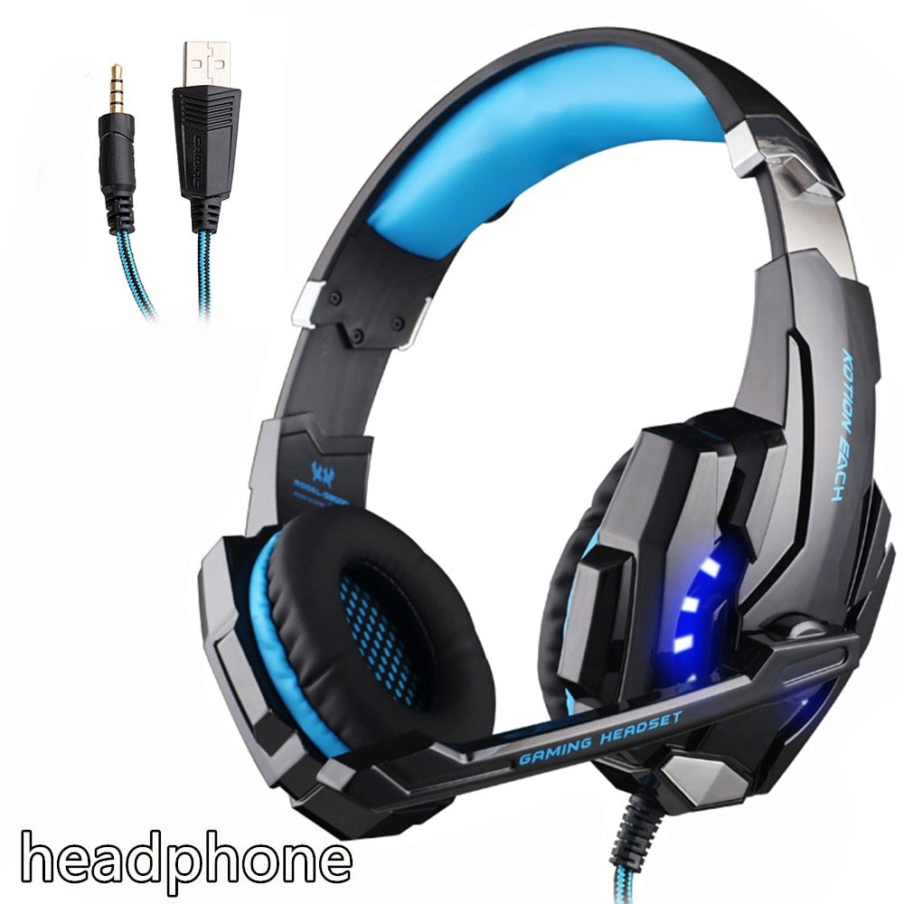 KOTION EACH  Gaming Headset game Headphones Deep Bass Stereo Earphone with LED light  Microphone mic for PC Laptop PS4 Xbox