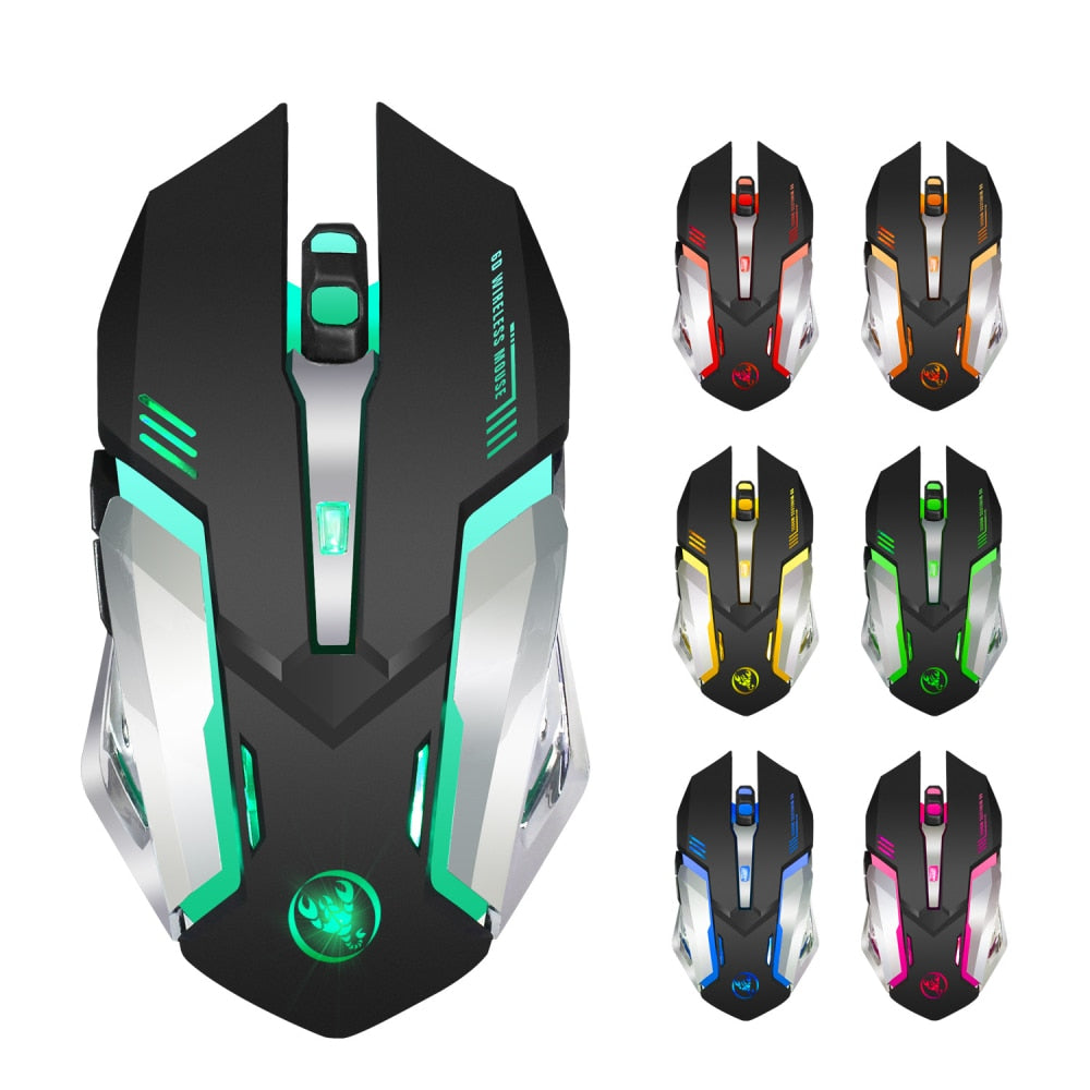 HXSJ M10 Wireless Gaming Mouse 2400DPI Rechargeable 7 Colors Backlight Breathing Comfort Gamer Mice For Computer Desktop Laptop