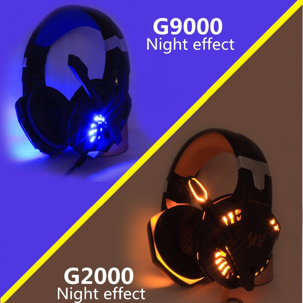 KOTION EACH  Gaming Headset game Headphones Deep Bass Stereo Earphone with LED light  Microphone mic for PC Laptop PS4 Xbox