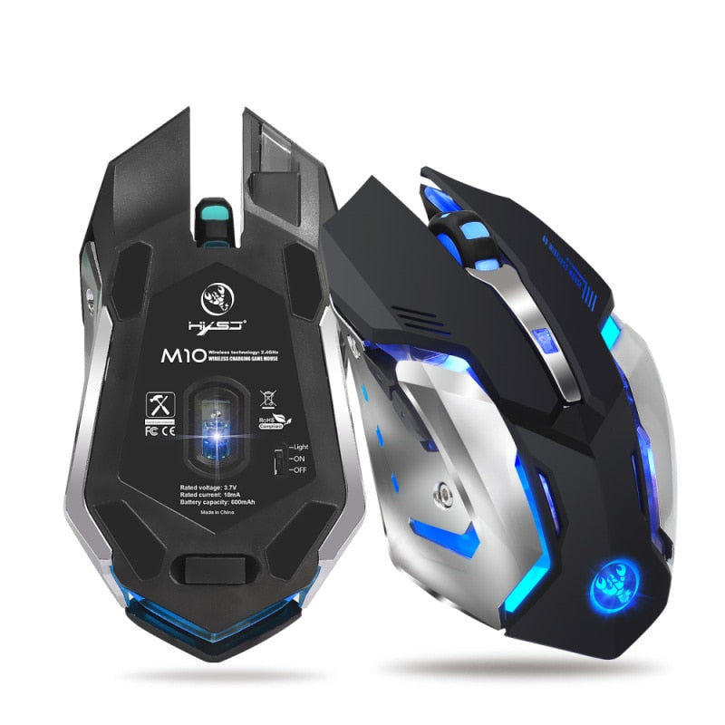 HXSJ M10 Wireless Gaming Mouse 2400DPI Rechargeable 7 Colors Backlight Breathing Comfort Gamer Mice For Computer Desktop Laptop