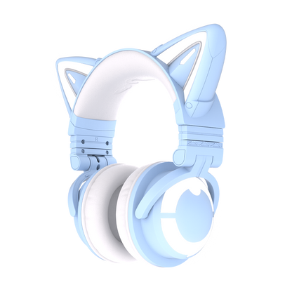 Yowu 3S cute cat wireless headphones APP control RGB lights High quality cat casco girl cute cat ear headset For computer gaming