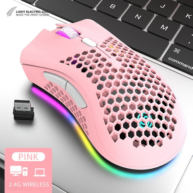 BM600 Rechargeable USB 2.4G Wireless RGB Light Honeycomb Gaming Mouse Desktop PC Computers Notebook Laptop Mice Mause Gamer Cute