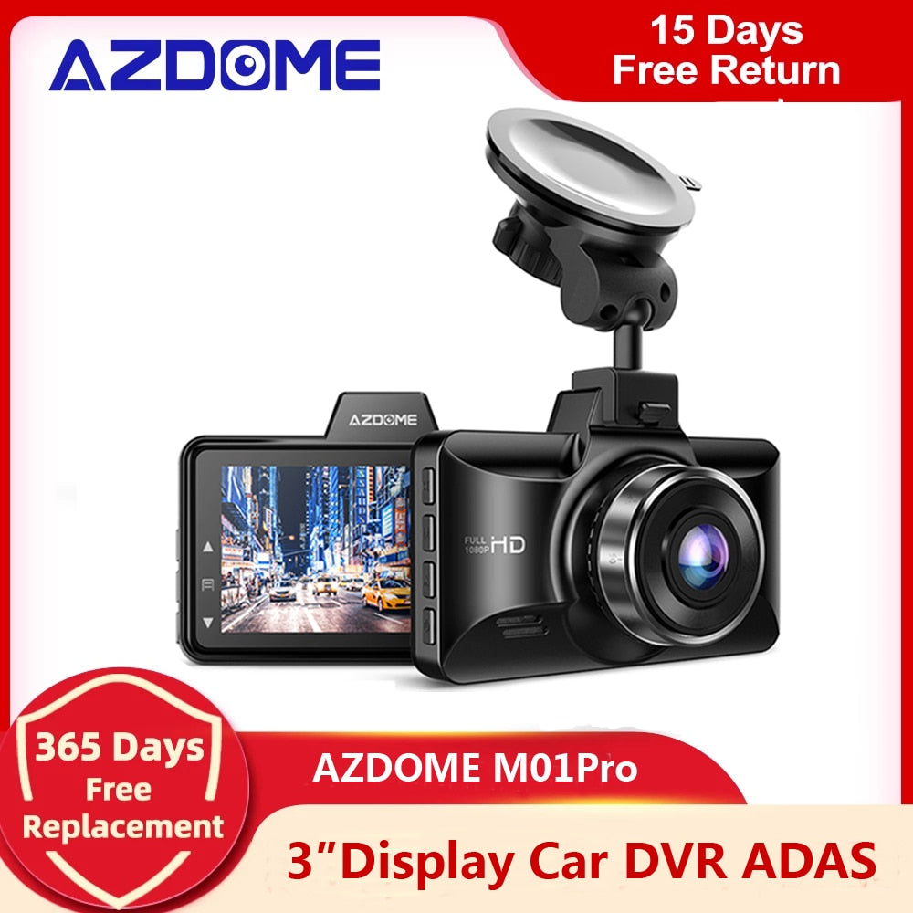 AZDOME M01 Pro Dash Cam 3 Inch 2.5D IPS Screen Car DVR Recorder Full HD 1080P Car Video Recorder Dashcam Dash Camera Record