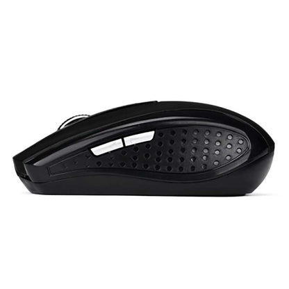 6 Buttons Wireless Optical Mouse 2.4G Cordless USB Receiver 1600 DPI 3 Adjustable Levels Black Gloss for Laptop PC