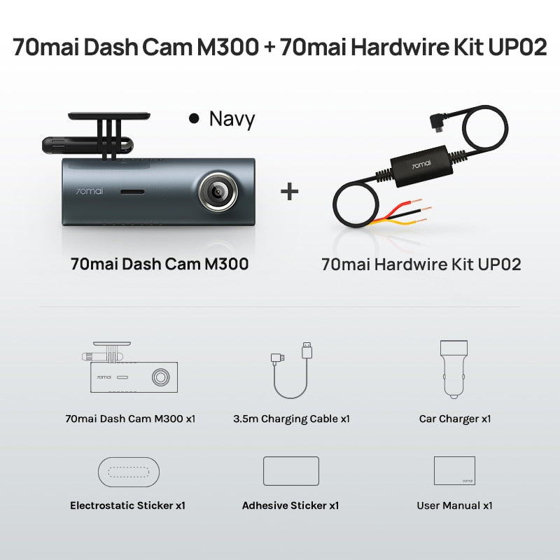 70mai Dash Cam M300 Car DVR 140° FOV 1296P Night Vision 70mai M300 Dash Camera Recorder  24H Parking Monitor WIFI &amp; App Control