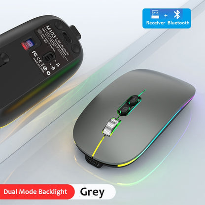 Dual Mode Bluetooth 2.4G Wireless Mouse One-Click Desktop Function Type-C Rechargeable Silent Backlight Mice for Laptop PC New