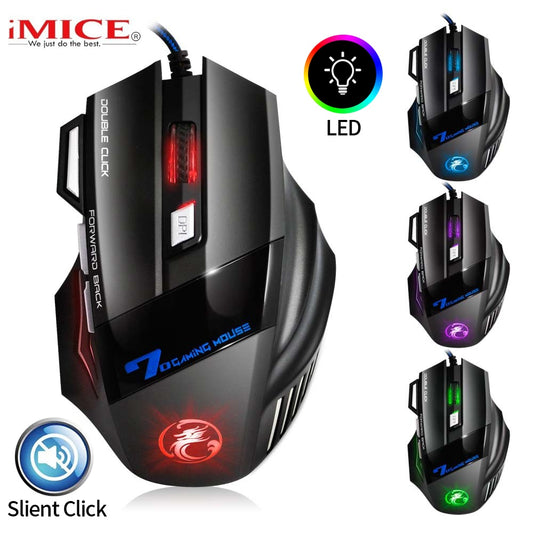 Wired Gaming Mouse USB Computer Mouse Gaming RGB Mause Gamer Ergonomic Mouse 7 Button 5500DPI LED Silent Game Mice For PC Laptop