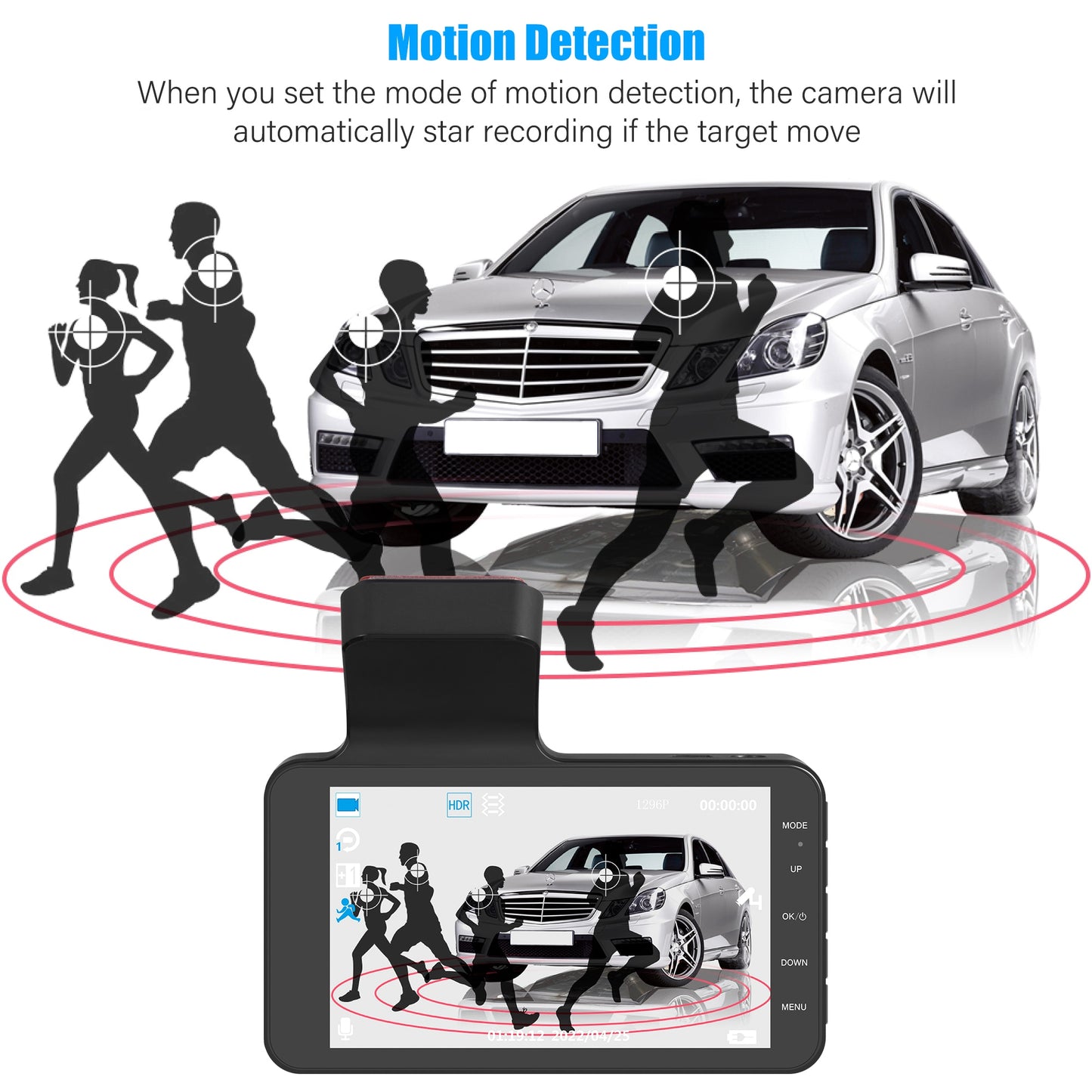 4.0In Dash Cam Car DVR 24H HD 1080P Dash Camera Dual Lens Video Recorder 1080P Black Box Cycle Dashcam Mirror Driving Recorder