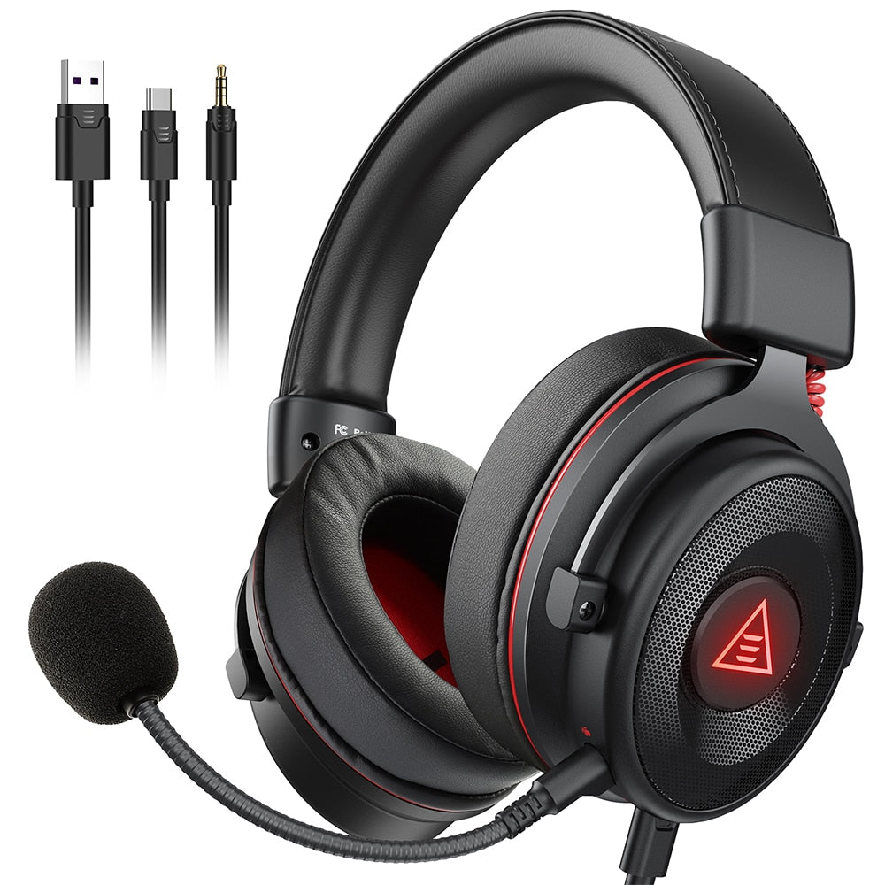 EKSA Gaming Headset Gamer 7.1 Surround &amp; 3D stereo USB/Type C/3.5mm Wired Gaming Headphones with Microphone For PC/PS4/PS5/Xbox