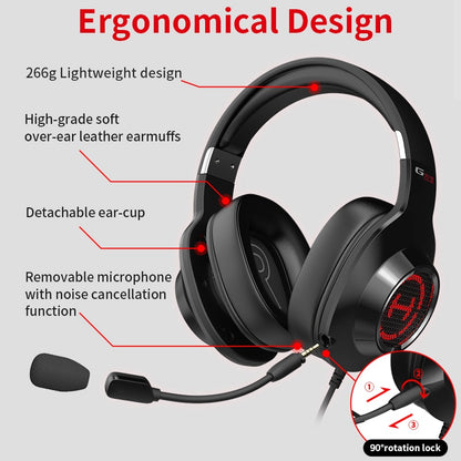 Edifier G2II Gaming Headset Gamer Headphones Wired Headset 50mm driver 7.1 Surround Sound RGB Light Noise Cancelling Microphone