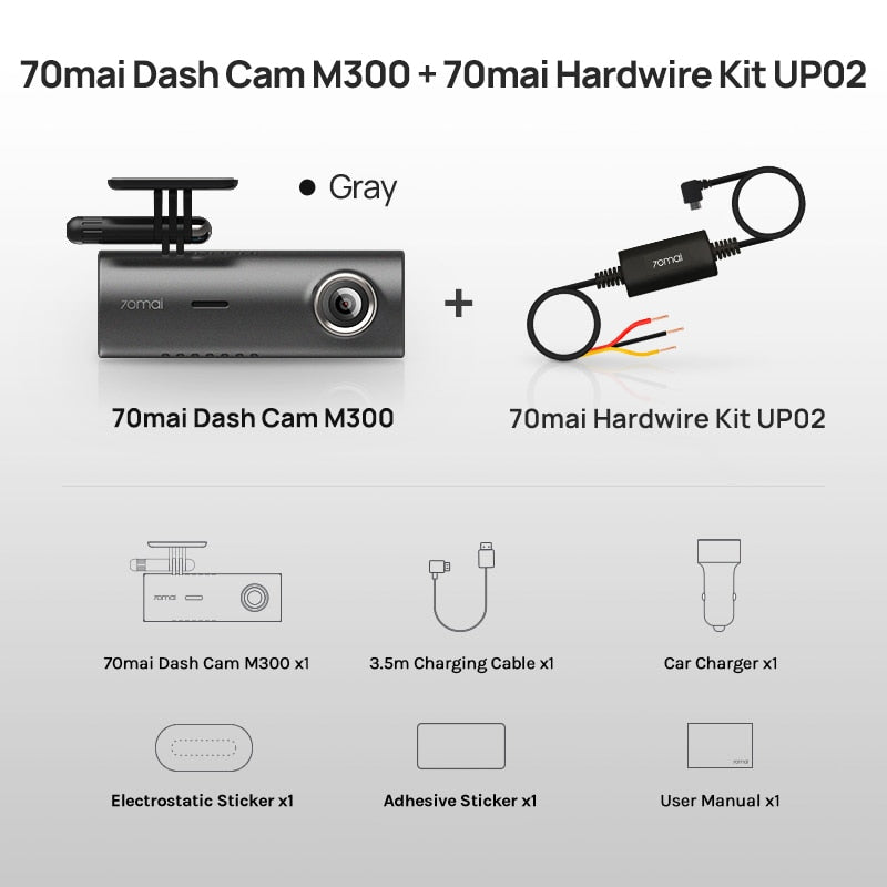 70mai Dash Cam M300 Car DVR 140° FOV 1296P Night Vision 70mai M300 Dash Camera Recorder  24H Parking Monitor WIFI &amp; App Control