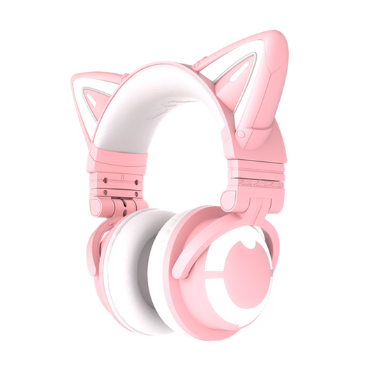 Yowu 3S cute cat wireless headphones APP control RGB lights High quality cat casco girl cute cat ear headset For computer gaming