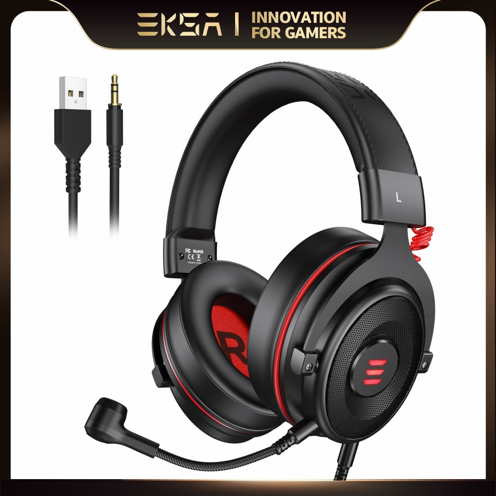 EKSA Gaming Headset Gamer 7.1 Surround &amp; 3D stereo USB/Type C/3.5mm Wired Gaming Headphones with Microphone For PC/PS4/PS5/Xbox