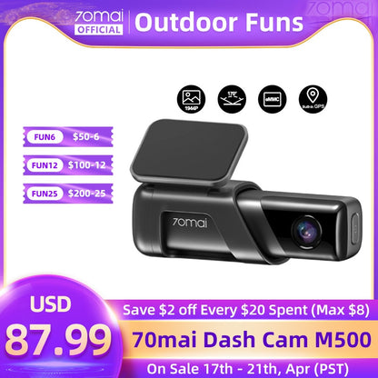 70mai Dash Cam M500 1944P 170FOV 70mai M500 Car DVR Dash Camera Recorder GPS ADAS 24H Parking Monitor eMMC built-in Storage