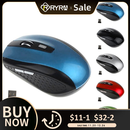 RYRA 2.4GHz Wireless Mouse Adjustable DPI Mouse 6 Buttons Optical Gaming Mouse Gamer Wireless Mice with USB Receiver for PC